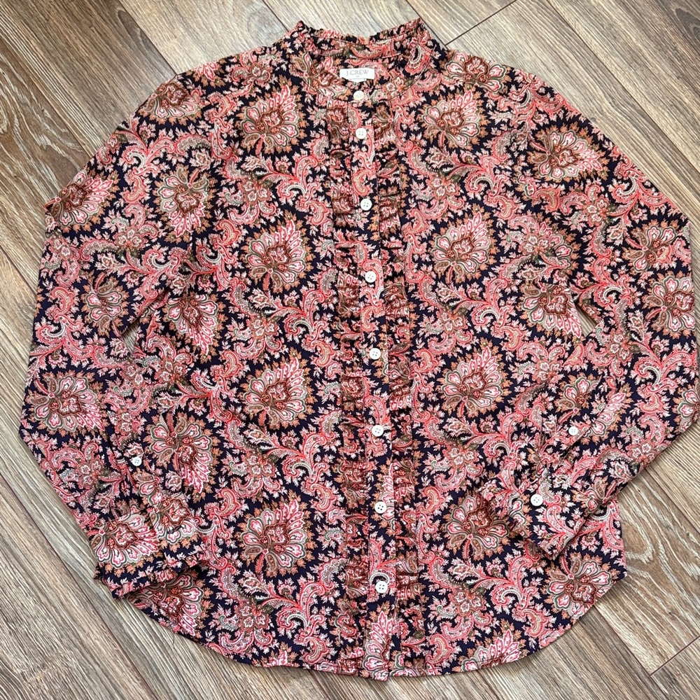 J. Crew Paisley Button-Up Shirt in Red and Green